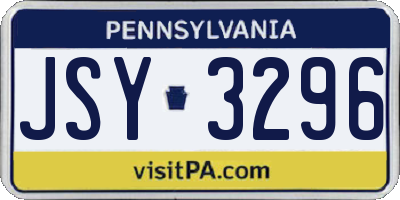 PA license plate JSY3296