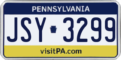 PA license plate JSY3299
