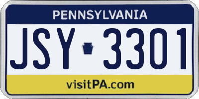 PA license plate JSY3301