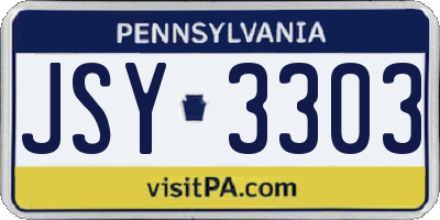 PA license plate JSY3303