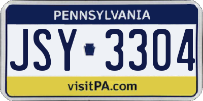 PA license plate JSY3304