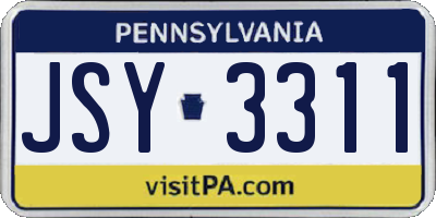 PA license plate JSY3311
