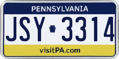 PA license plate JSY3314