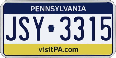 PA license plate JSY3315