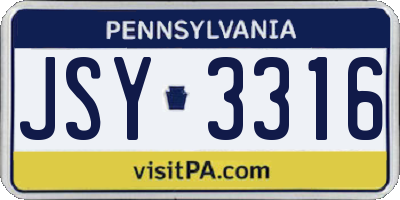 PA license plate JSY3316