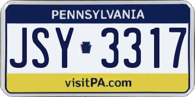 PA license plate JSY3317