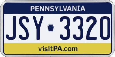 PA license plate JSY3320