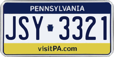 PA license plate JSY3321