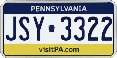 PA license plate JSY3322