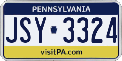 PA license plate JSY3324
