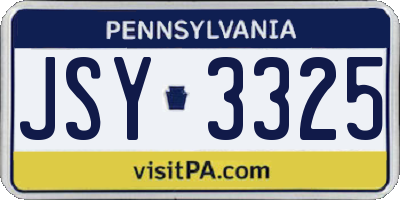 PA license plate JSY3325
