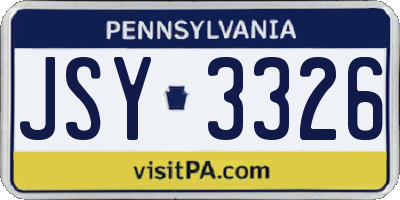 PA license plate JSY3326