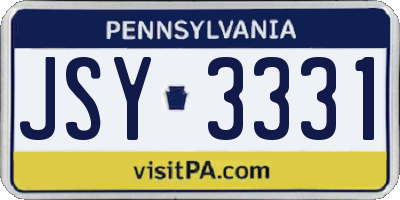 PA license plate JSY3331