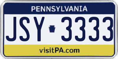 PA license plate JSY3333