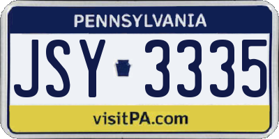 PA license plate JSY3335