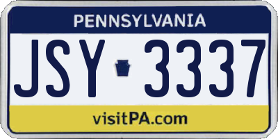 PA license plate JSY3337