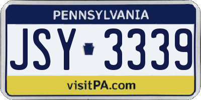 PA license plate JSY3339