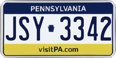 PA license plate JSY3342
