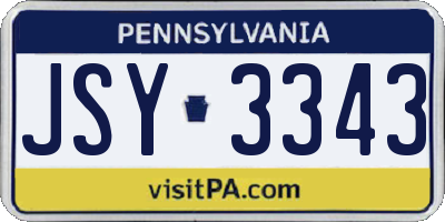 PA license plate JSY3343