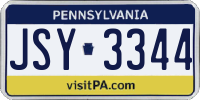 PA license plate JSY3344
