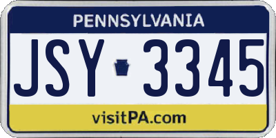 PA license plate JSY3345