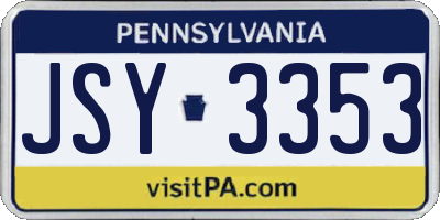 PA license plate JSY3353