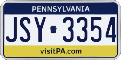PA license plate JSY3354