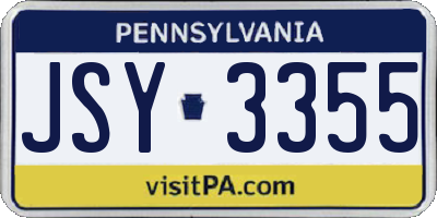 PA license plate JSY3355
