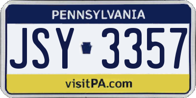 PA license plate JSY3357