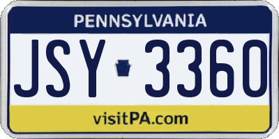 PA license plate JSY3360