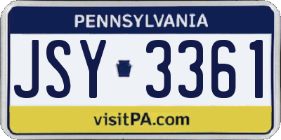 PA license plate JSY3361