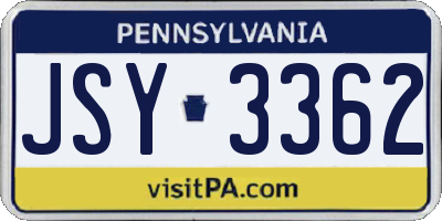 PA license plate JSY3362