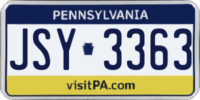 PA license plate JSY3363