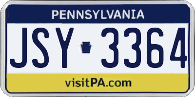 PA license plate JSY3364