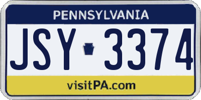 PA license plate JSY3374