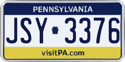 PA license plate JSY3376