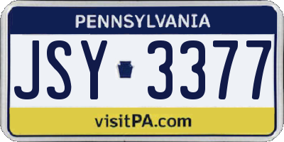 PA license plate JSY3377