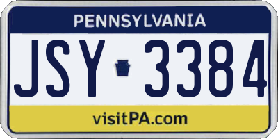 PA license plate JSY3384