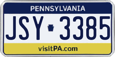 PA license plate JSY3385
