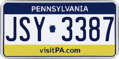 PA license plate JSY3387