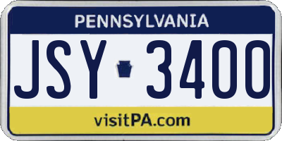 PA license plate JSY3400