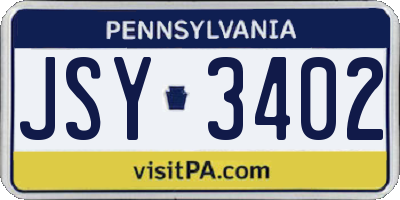 PA license plate JSY3402