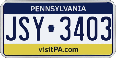 PA license plate JSY3403