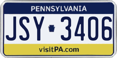PA license plate JSY3406