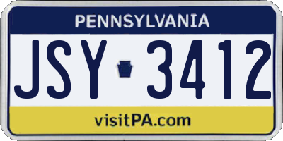 PA license plate JSY3412
