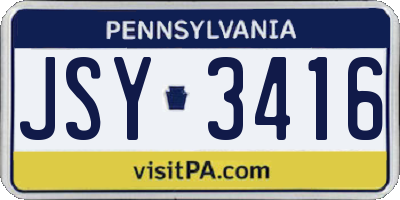 PA license plate JSY3416