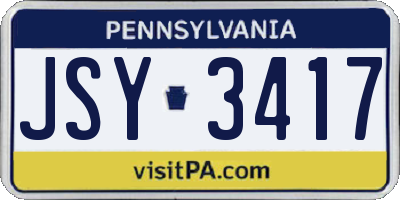 PA license plate JSY3417