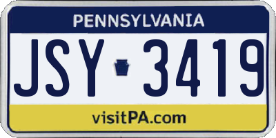 PA license plate JSY3419