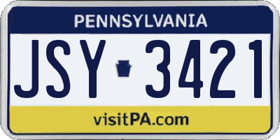 PA license plate JSY3421