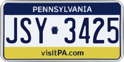 PA license plate JSY3425